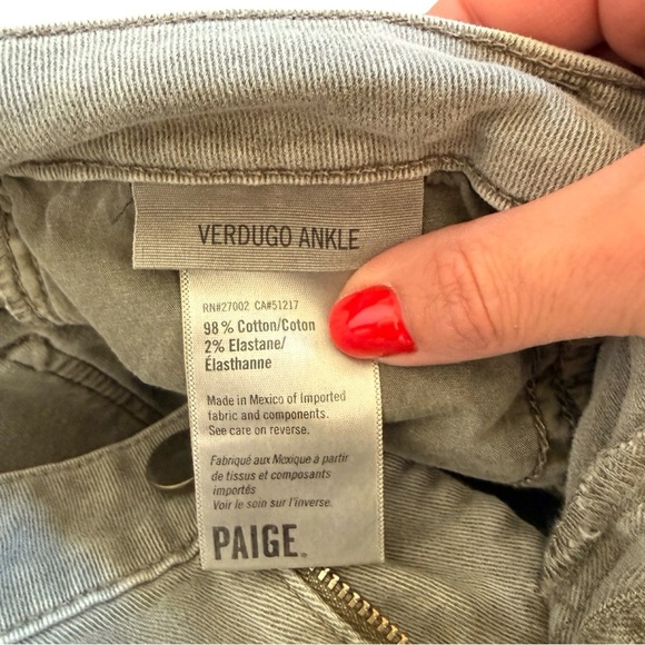 PAIGE Verdugo Ankle Skinny Jeans Women’s 25 Gray Distressed Raw Hem - Picture 5 of 7